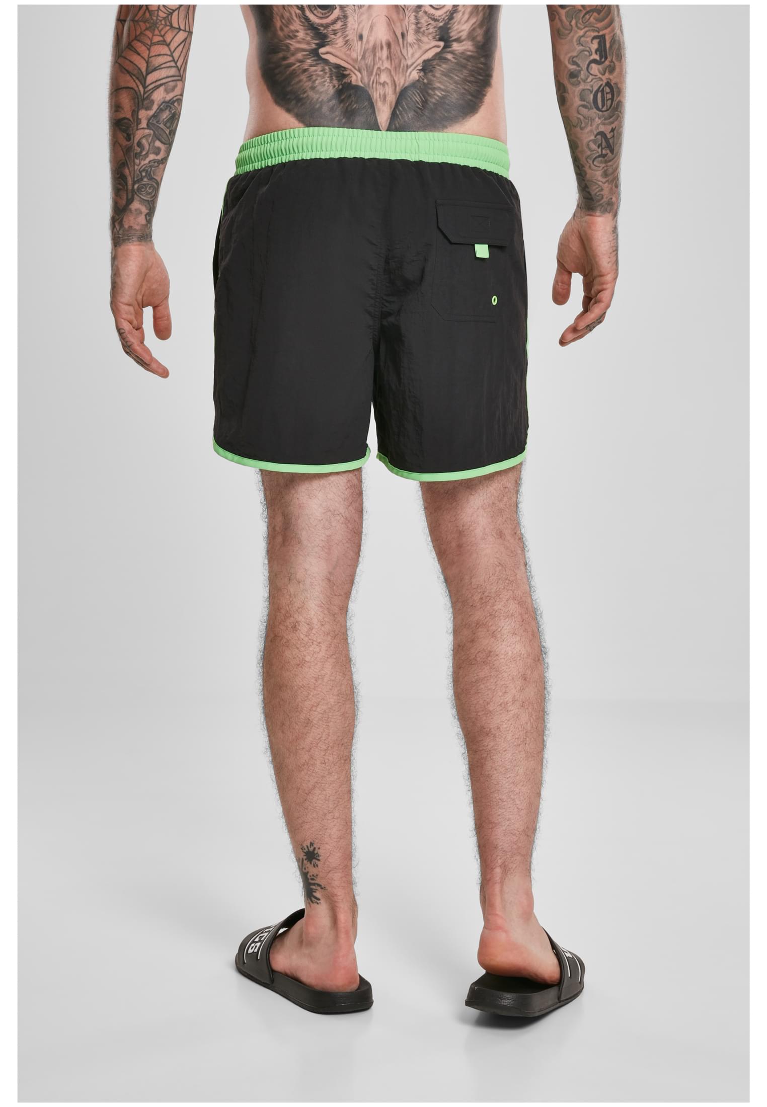 Plus Size Retro Swimshorts in Farbe blk/neongreen
