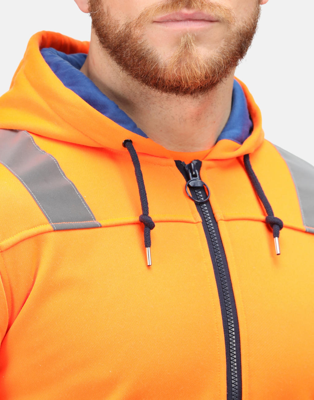  Pro Hi Vis Full Zip Hoodie in Farbe Orange/Navy