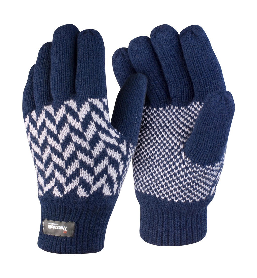  Pattern Thinsulate Glove in Farbe Navy/Grey