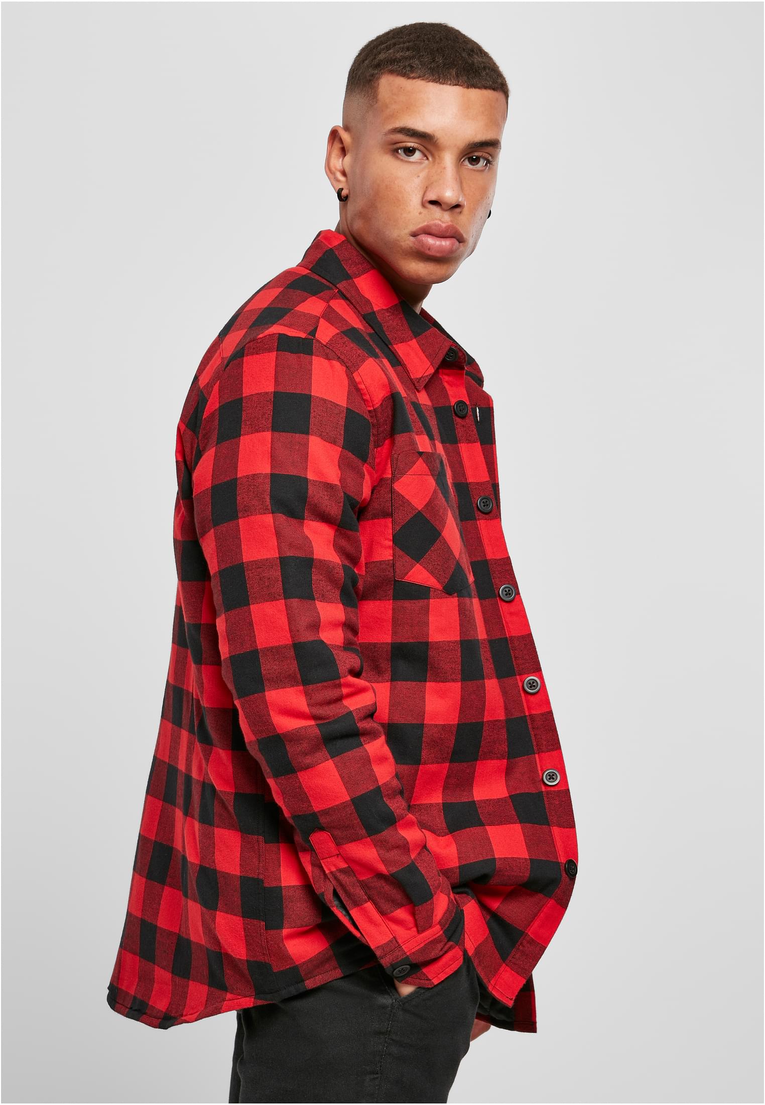 Hemden Padded Check Flannel Shirt in Farbe black/red