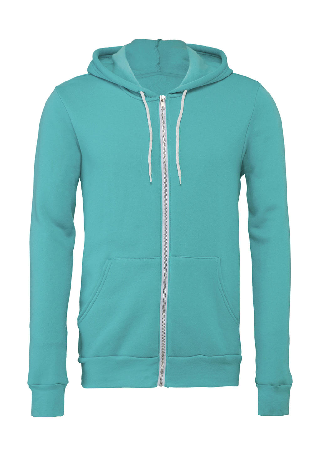  Unisex Poly-Cotton Full Zip Hoodie in Farbe Teal