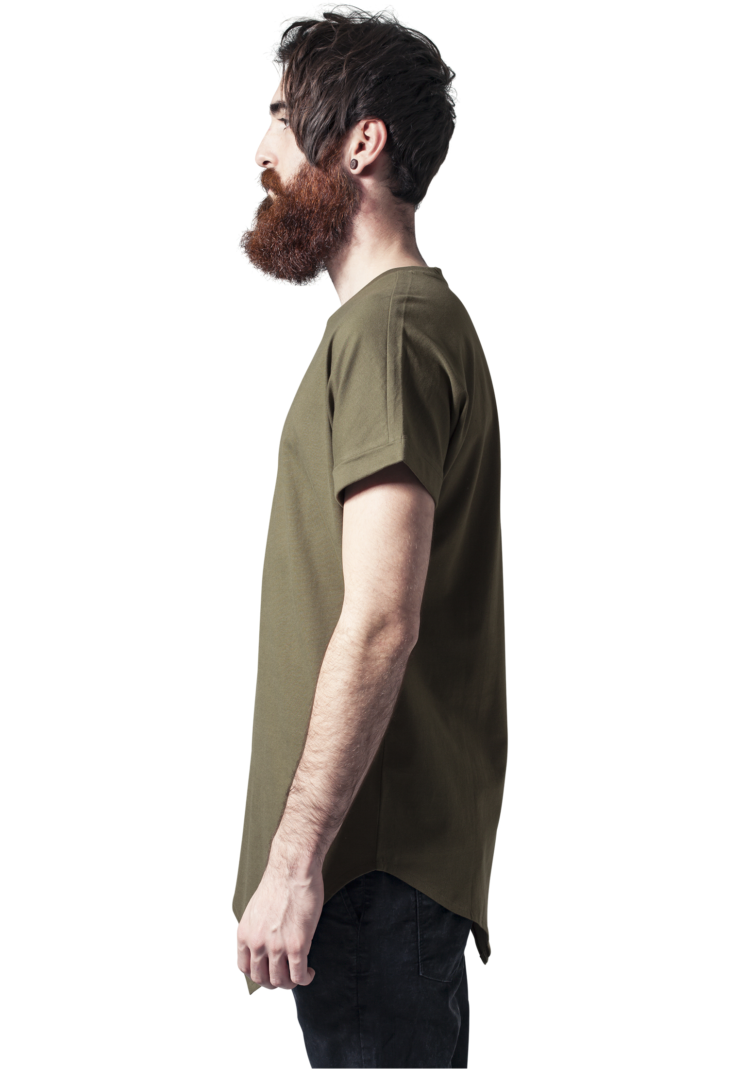 Long Tees Asymetric Long Tee in Farbe olive