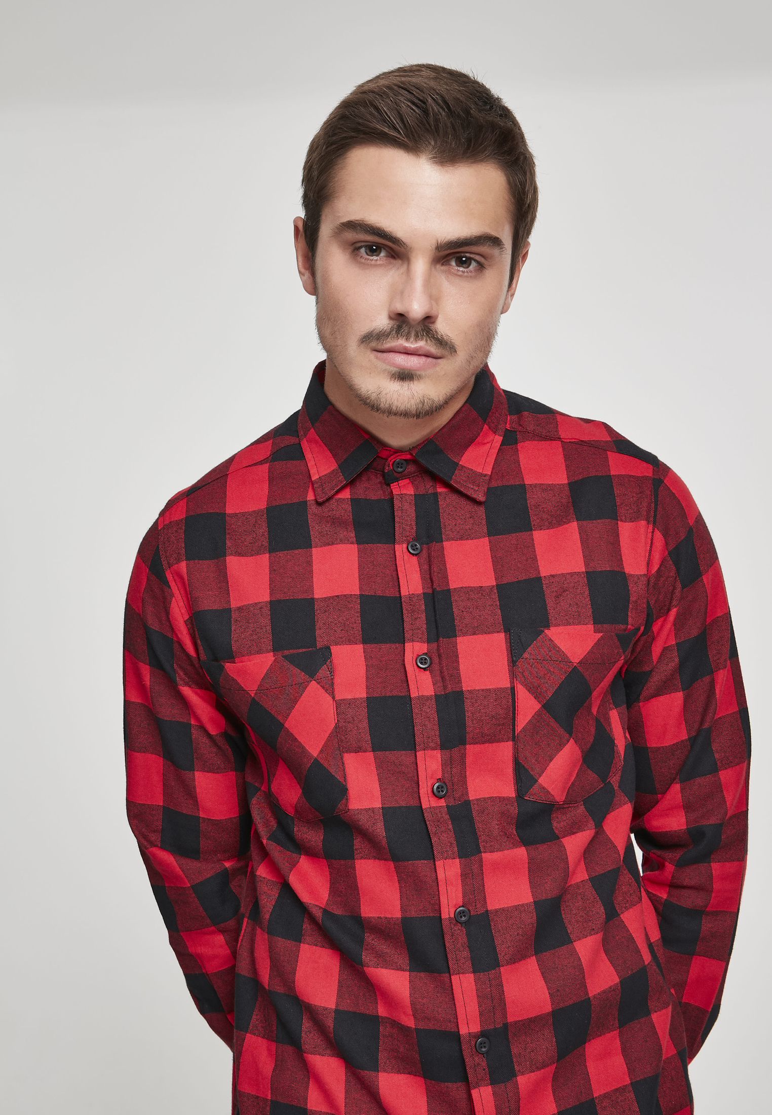 Hemden Side-Zip Long Checked Flanell Shirt in Farbe blk/red
