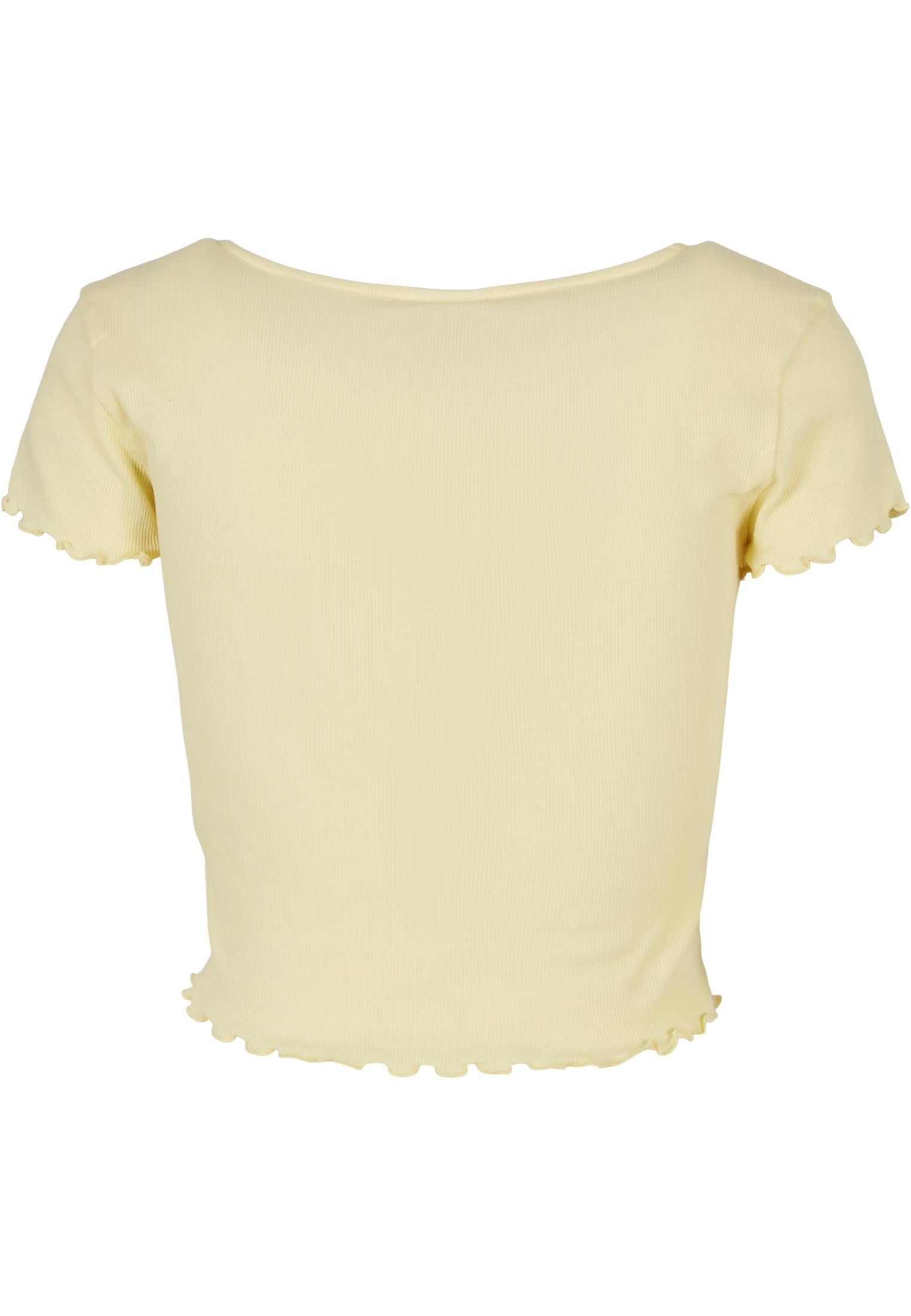 Frauen Ladies Cropped Button Up Rib Tee in Farbe softyellow