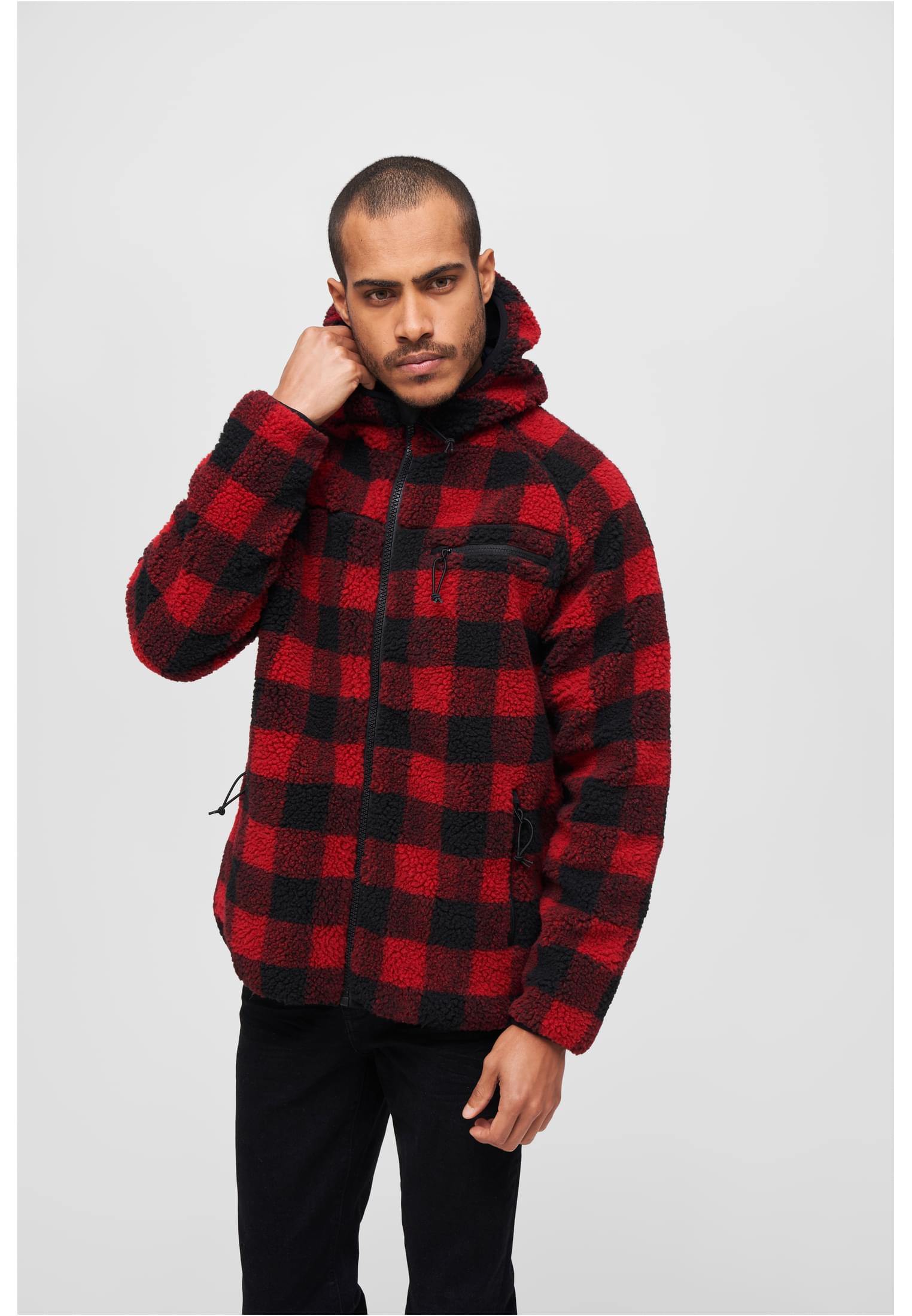 Pullover Teddyfleece Worker Jacket in Farbe red/black