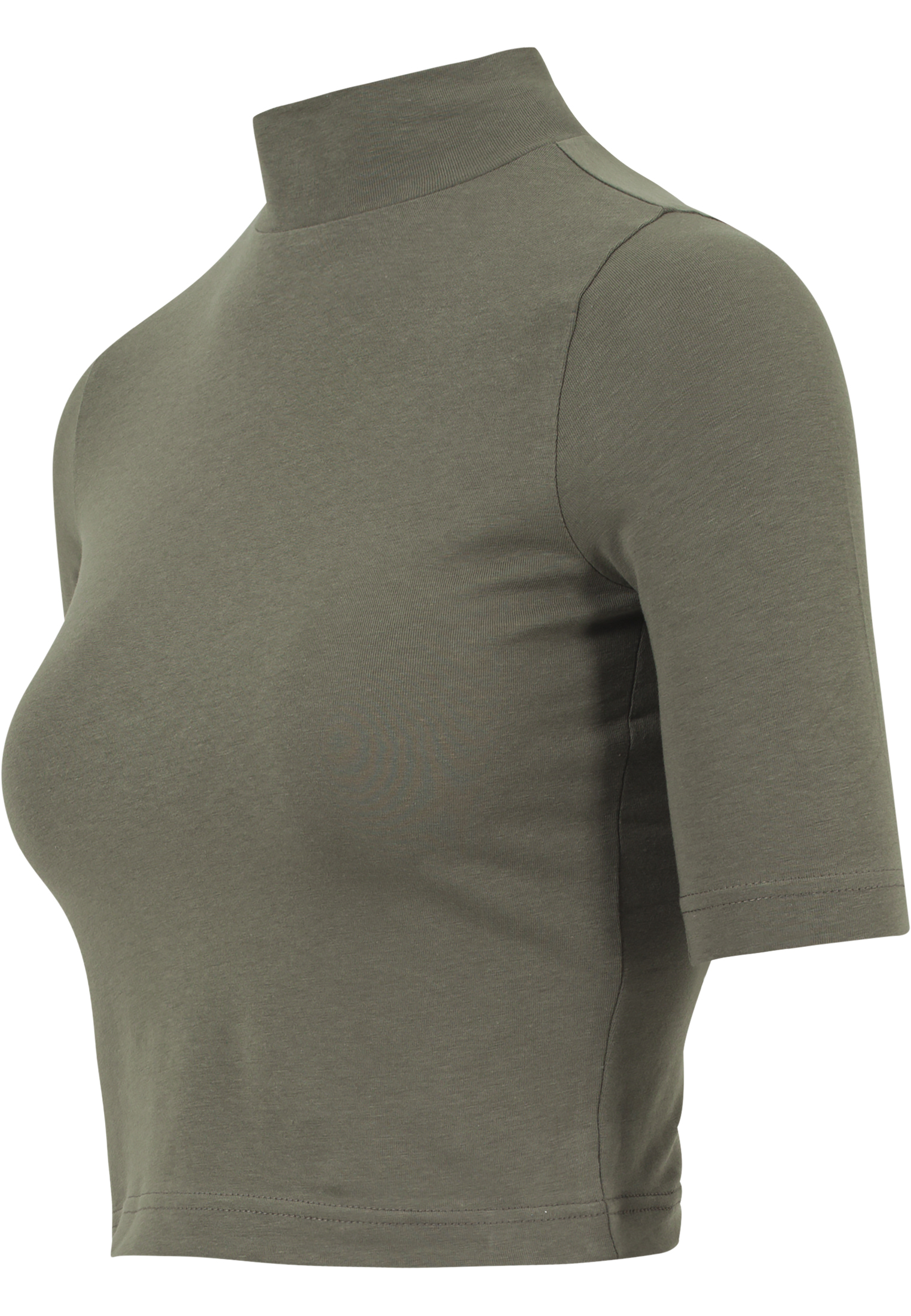 Cropped Tees Ladies Cropped Turtleneck Tee in Farbe olive