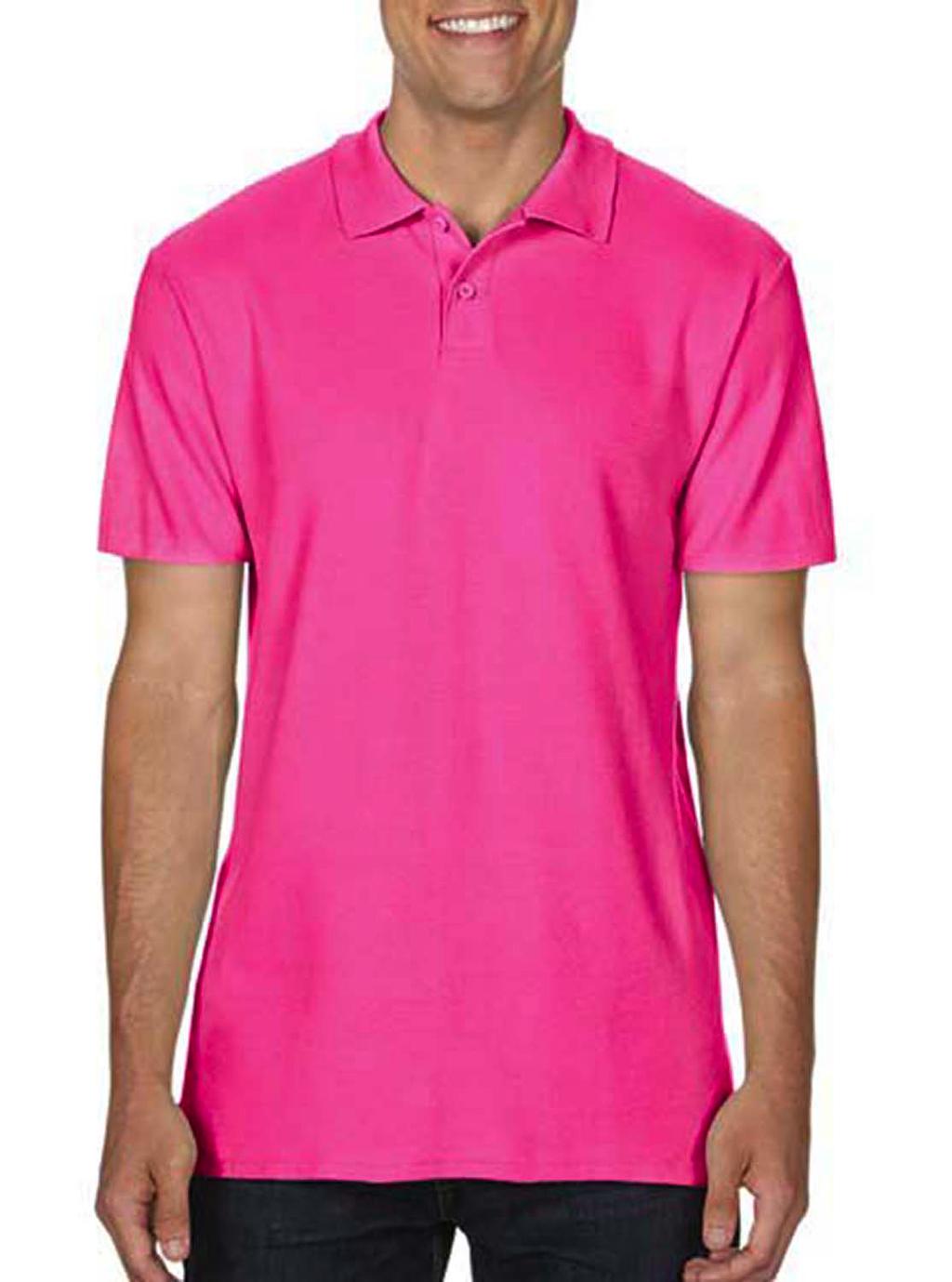  Softstyle? Adult Double Pique Polo in Farbe Heliconia