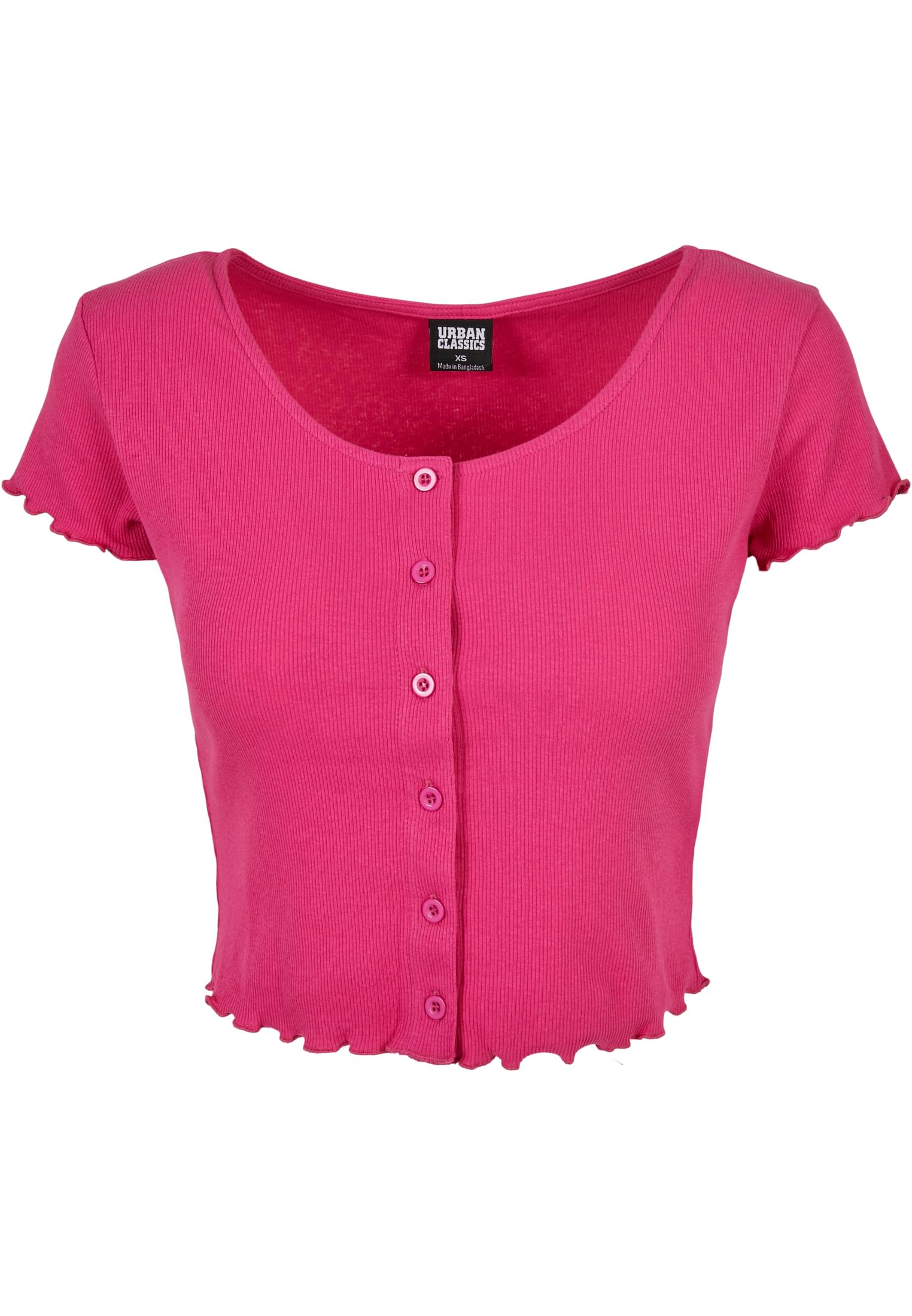 Frauen Ladies Cropped Button Up Rib Tee in Farbe brightviolet