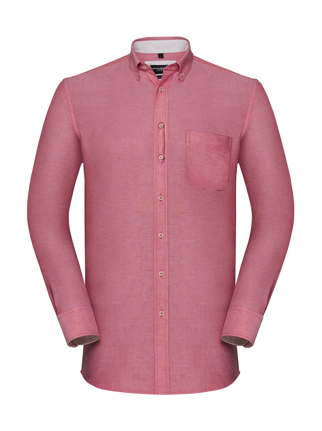  Mens LS Tailored Washed Oxford Shirt in Farbe Oxford Red/Cream