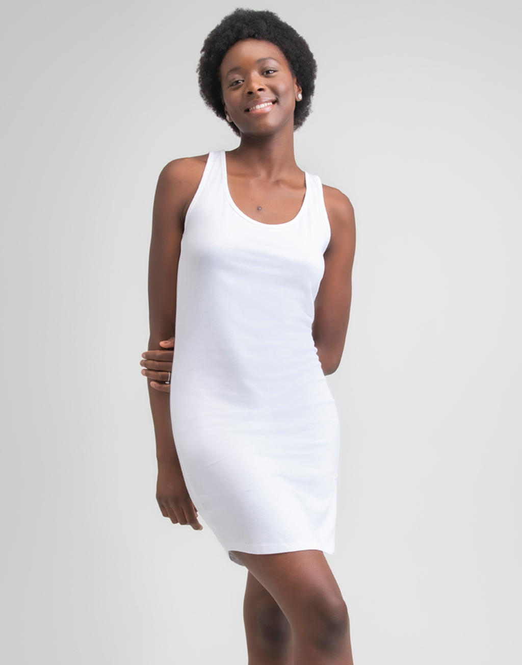  Curved Vest Dress in Farbe White