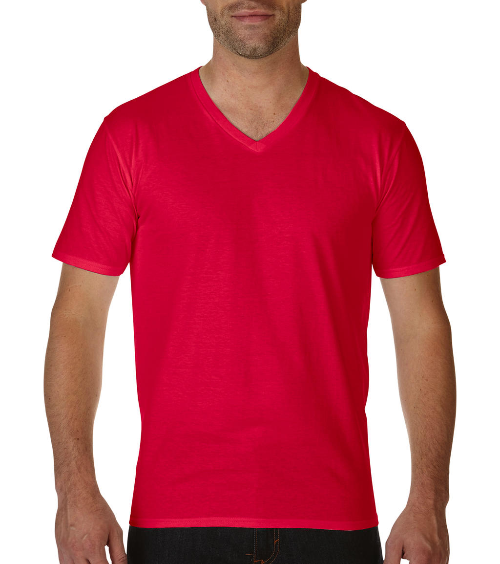  Premium Cotton Adult V-Neck T-Shirt in Farbe Red