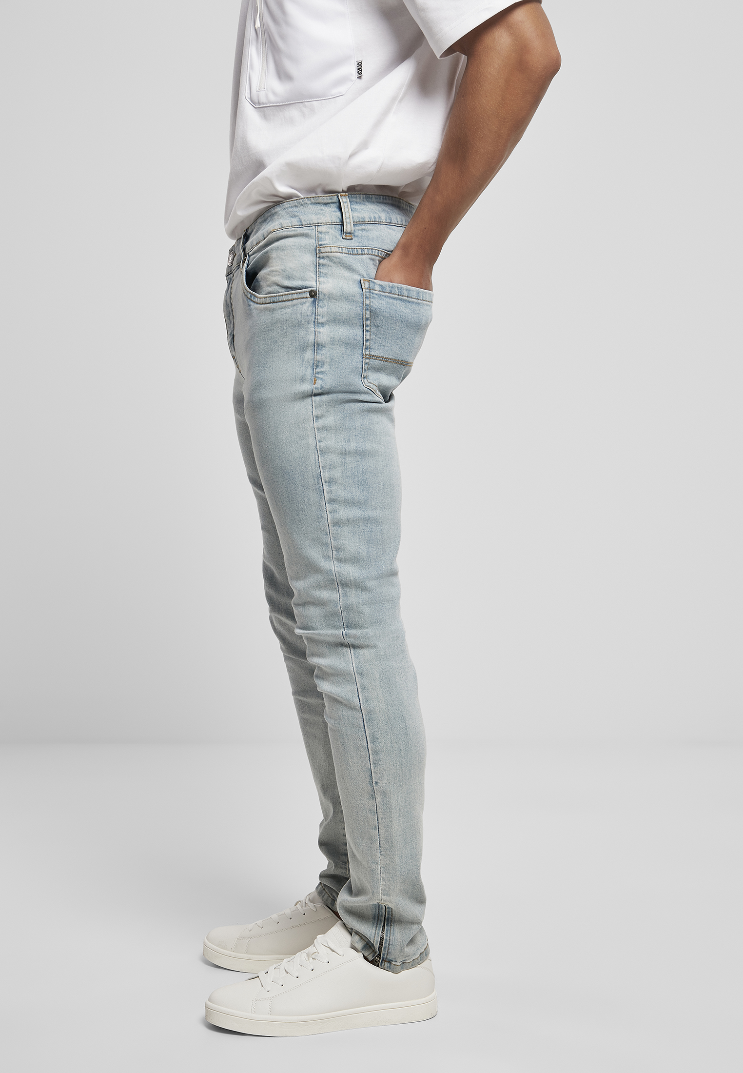 Hosen Slim Fit Zip Jeans in Farbe lighter washed