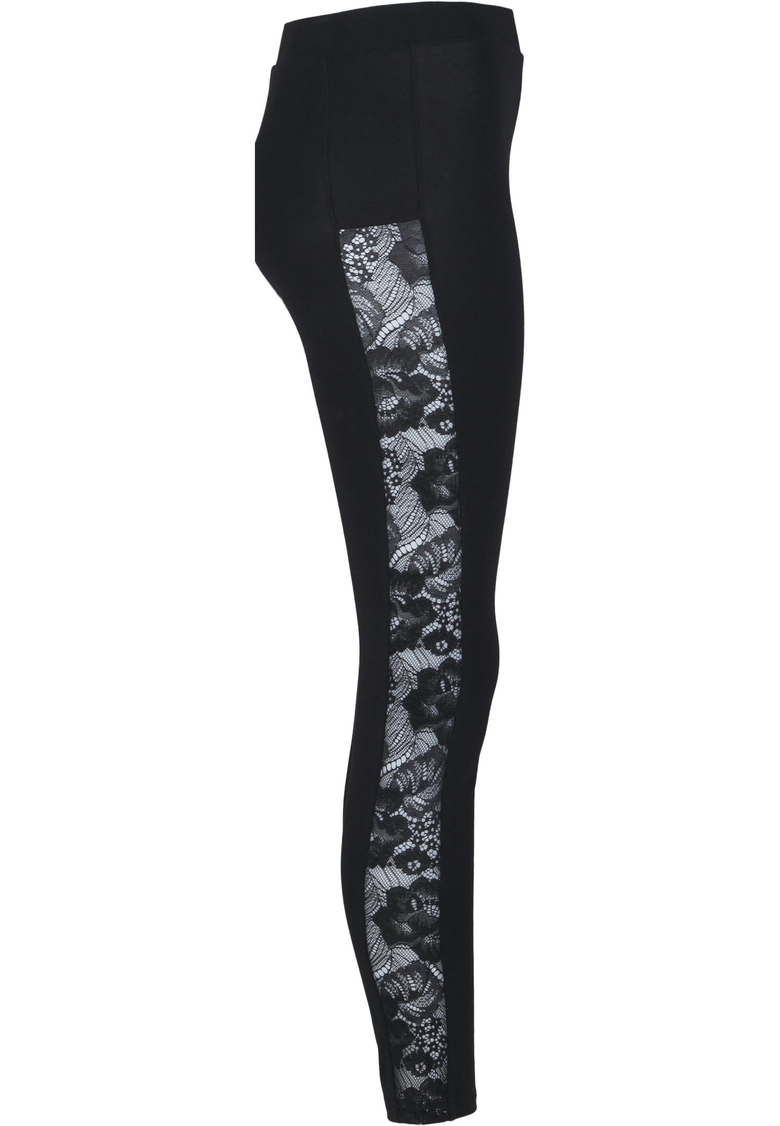 Curvy Ladies Lace Striped Leggings in Farbe black