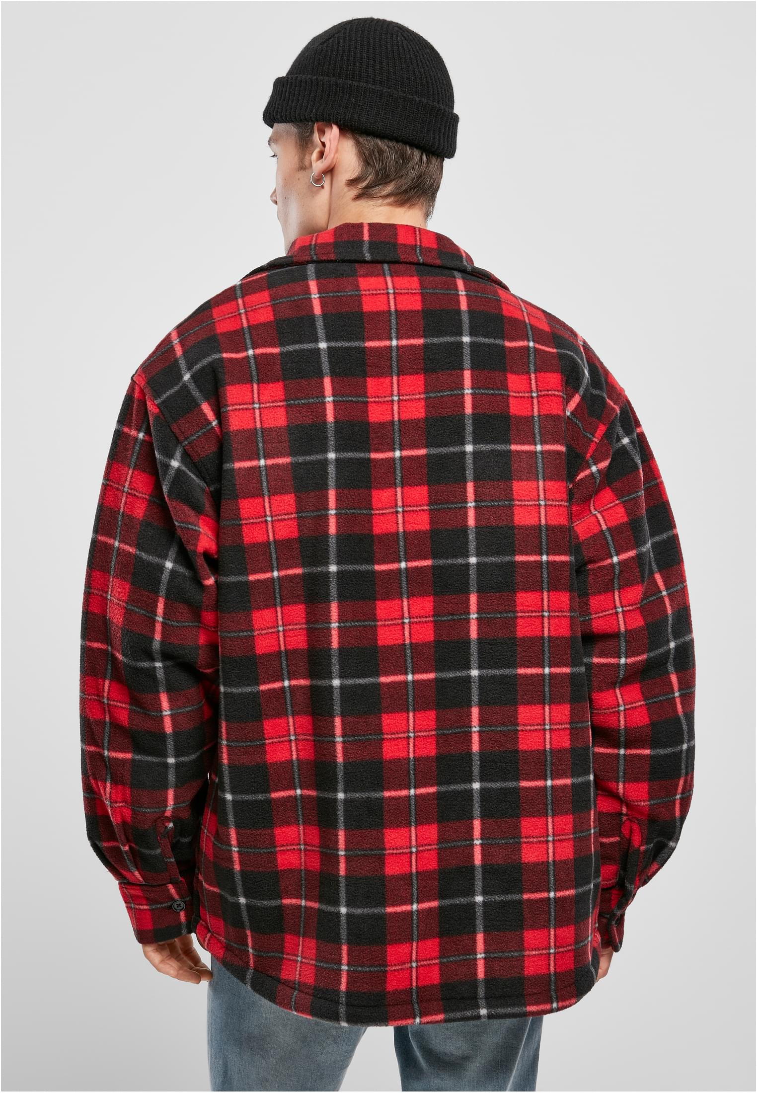 Hemden Plaid Teddy Lined Shirt Jacket in Farbe red/black