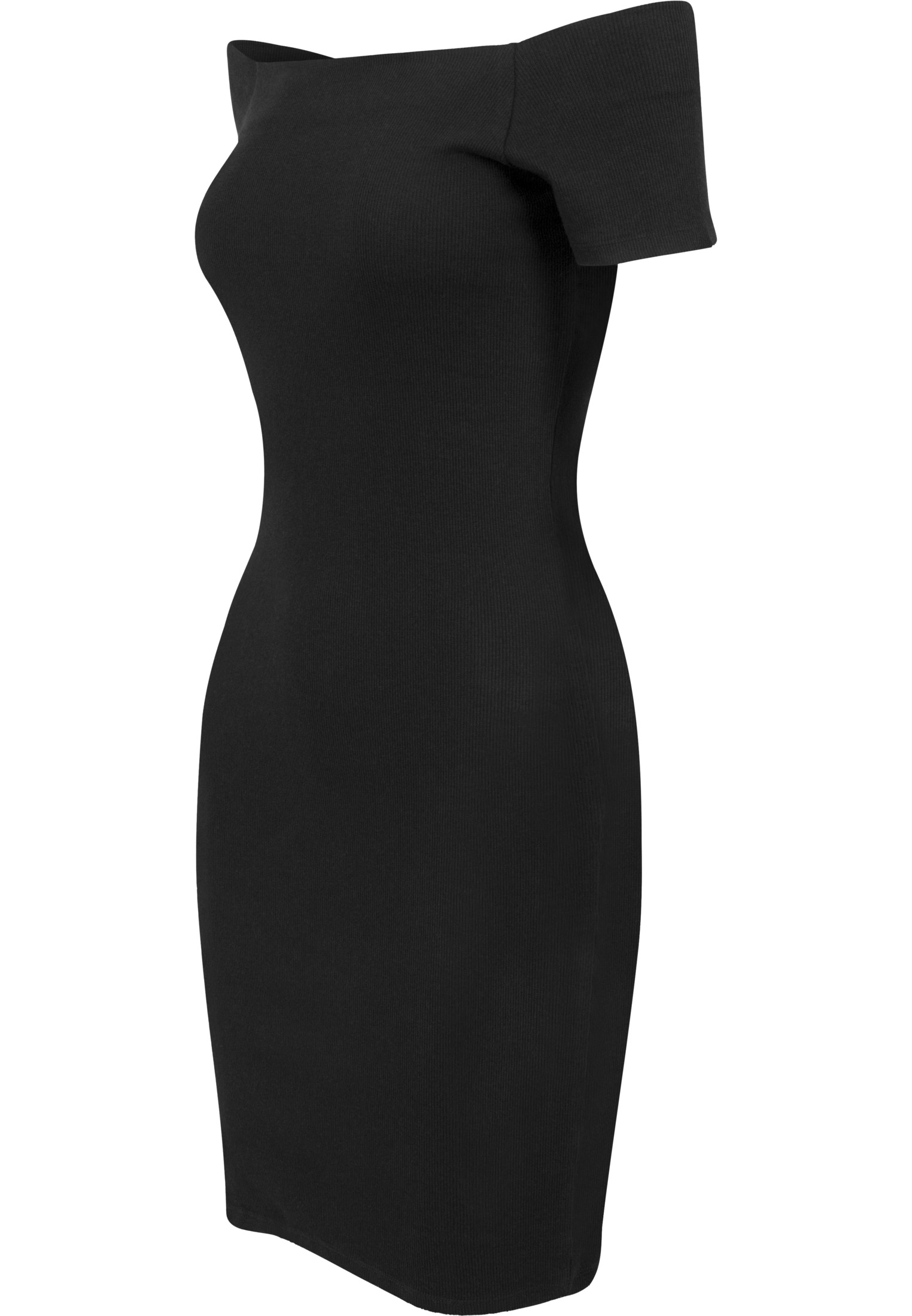 Kleider & R?cke Ladies Off Shoulder Rib Dress in Farbe black