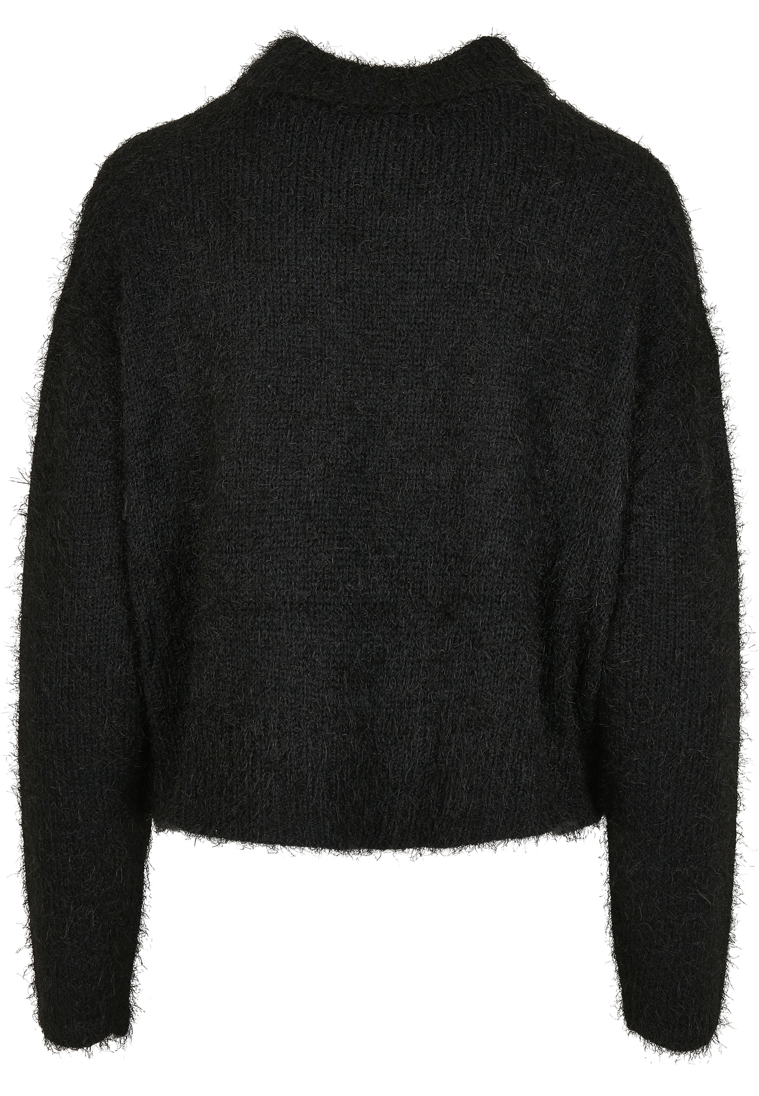 Curvy Ladies Oversized Turtleneck Feather Sweater in Farbe black