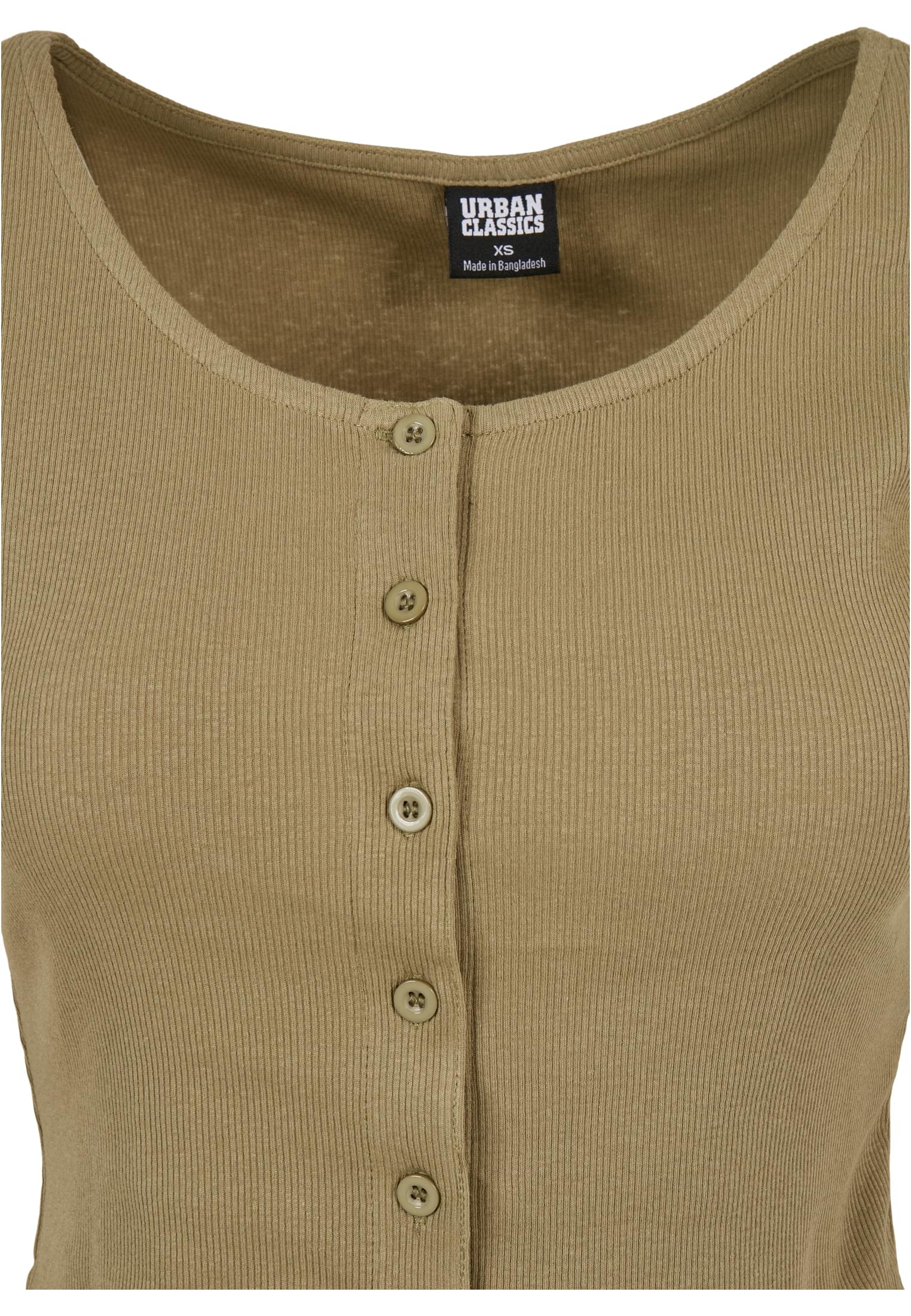 Frauen Ladies Cropped Button Up Rib Tee in Farbe khaki