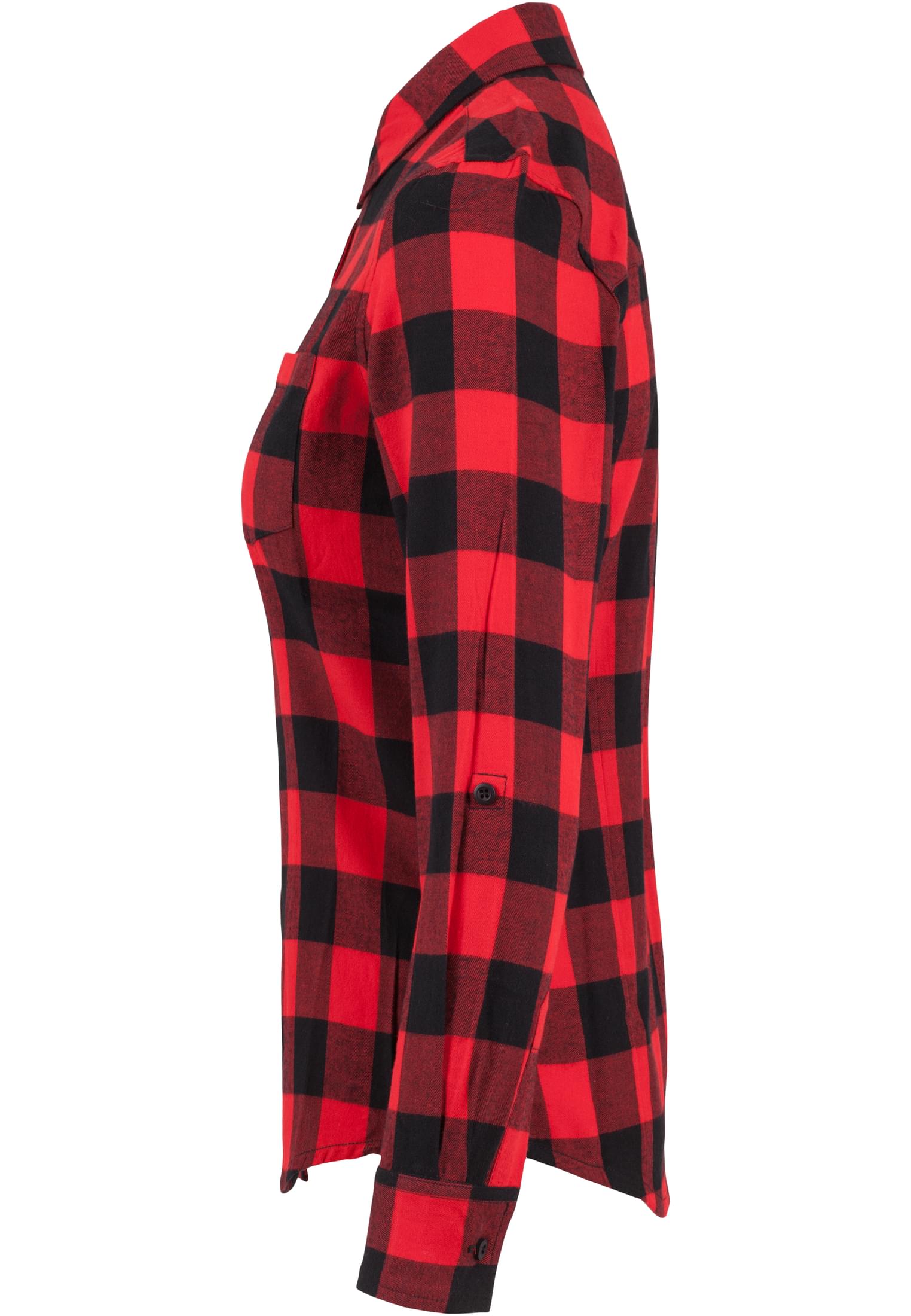 Damen Ladies Turnup Checked Flanell Shirt in Farbe blk/red