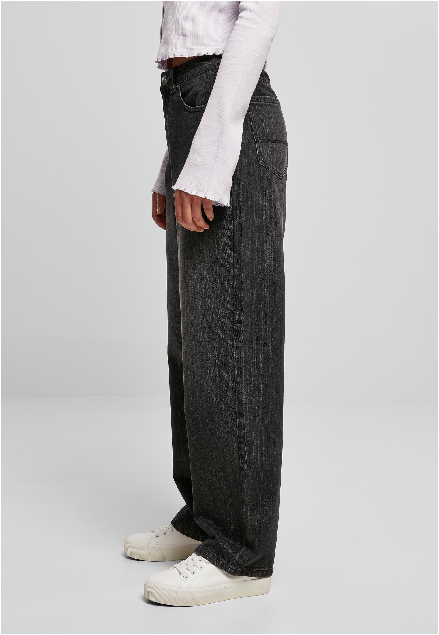 Hosen Ladies High Waist 90?S Wide Leg Denim Pants in Farbe black washed