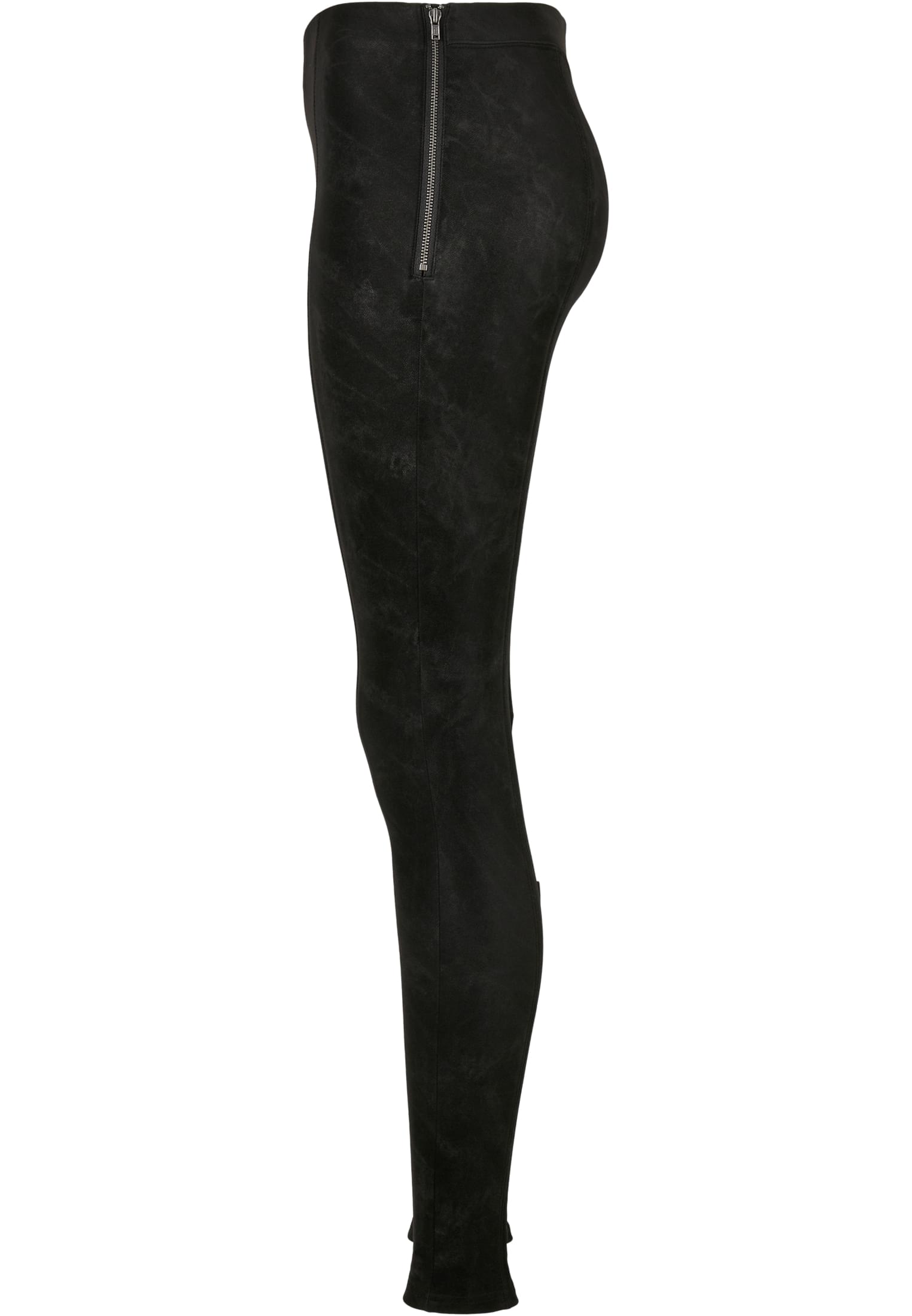 Damen Ladies Washed Faux Leather Pants in Farbe black