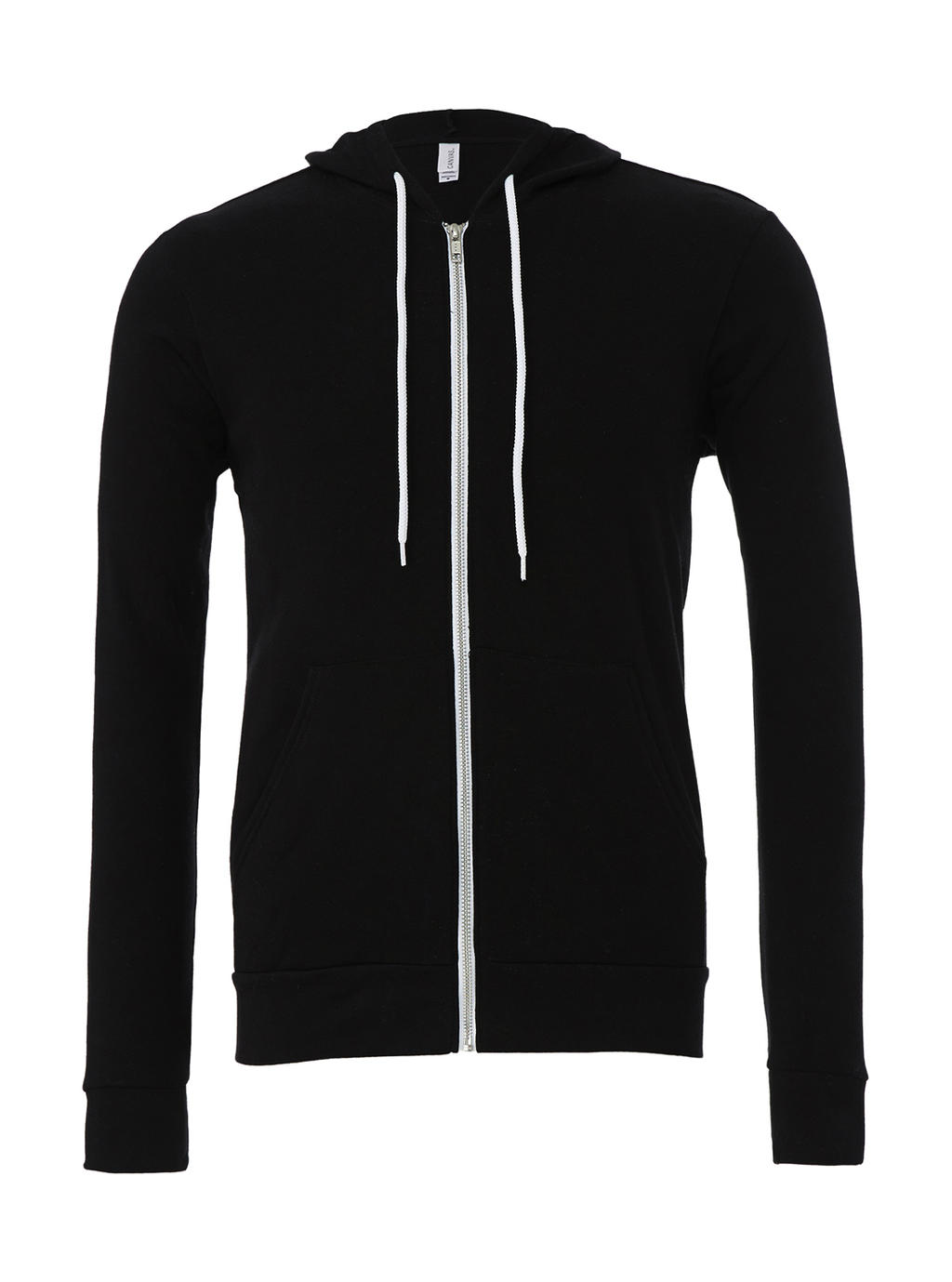  Unisex Poly-Cotton Full Zip Hoodie in Farbe Black