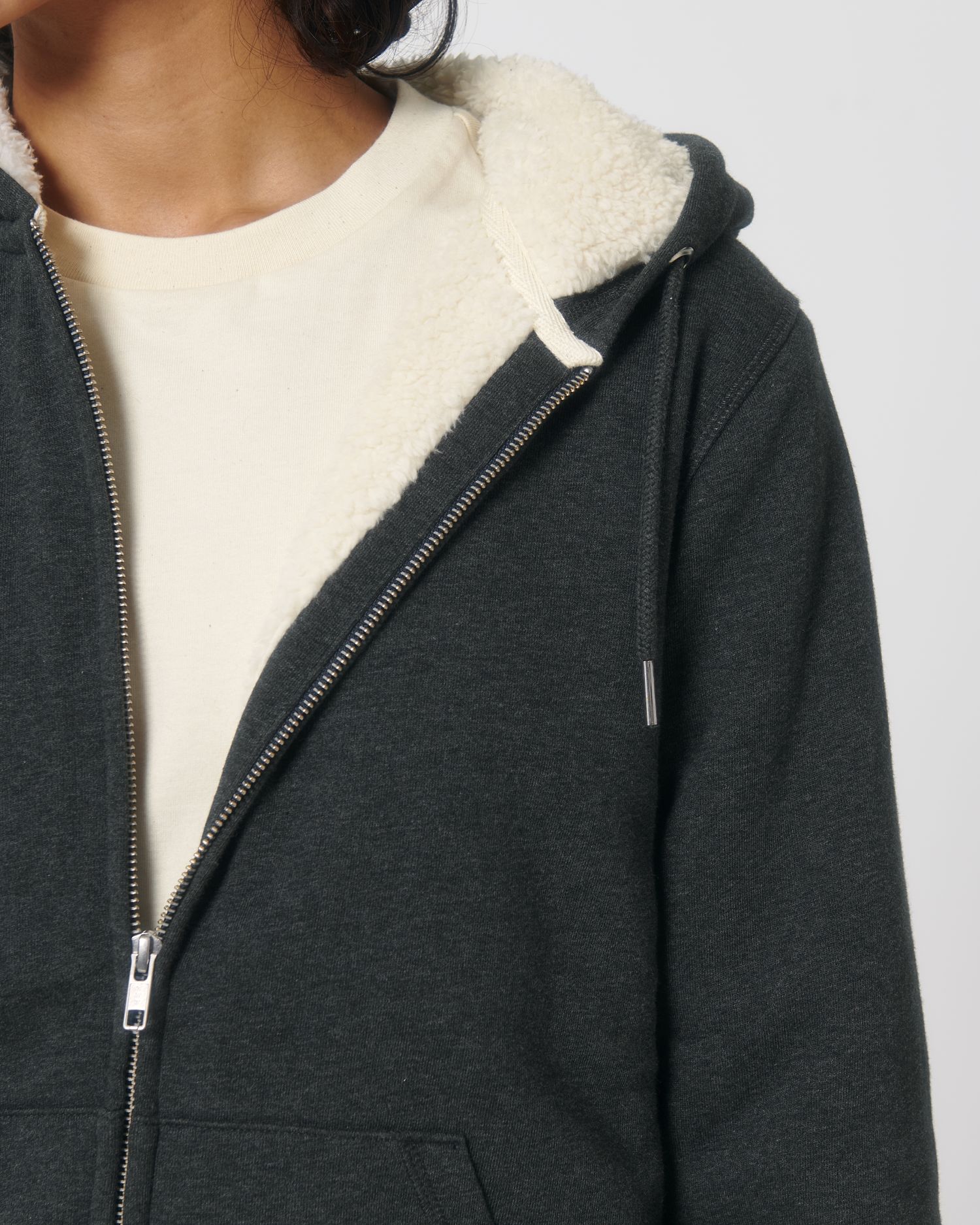 Zip-thru sweatshirts Hygger Sherpa in Farbe Dark Heather Grey