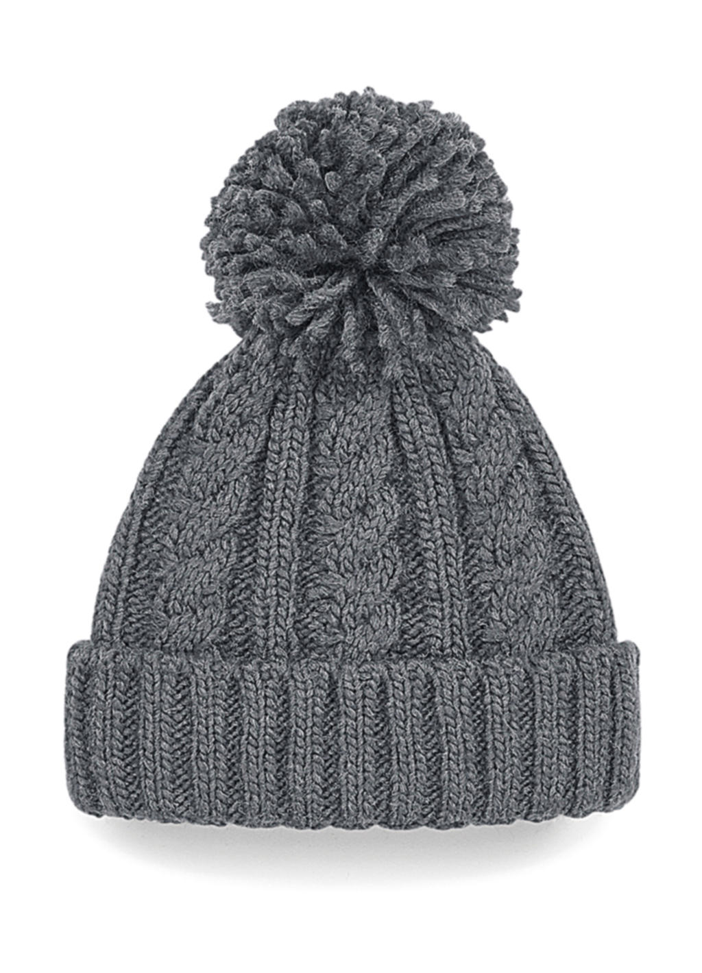  Cable Knit Melange Beanie in Farbe Light Grey