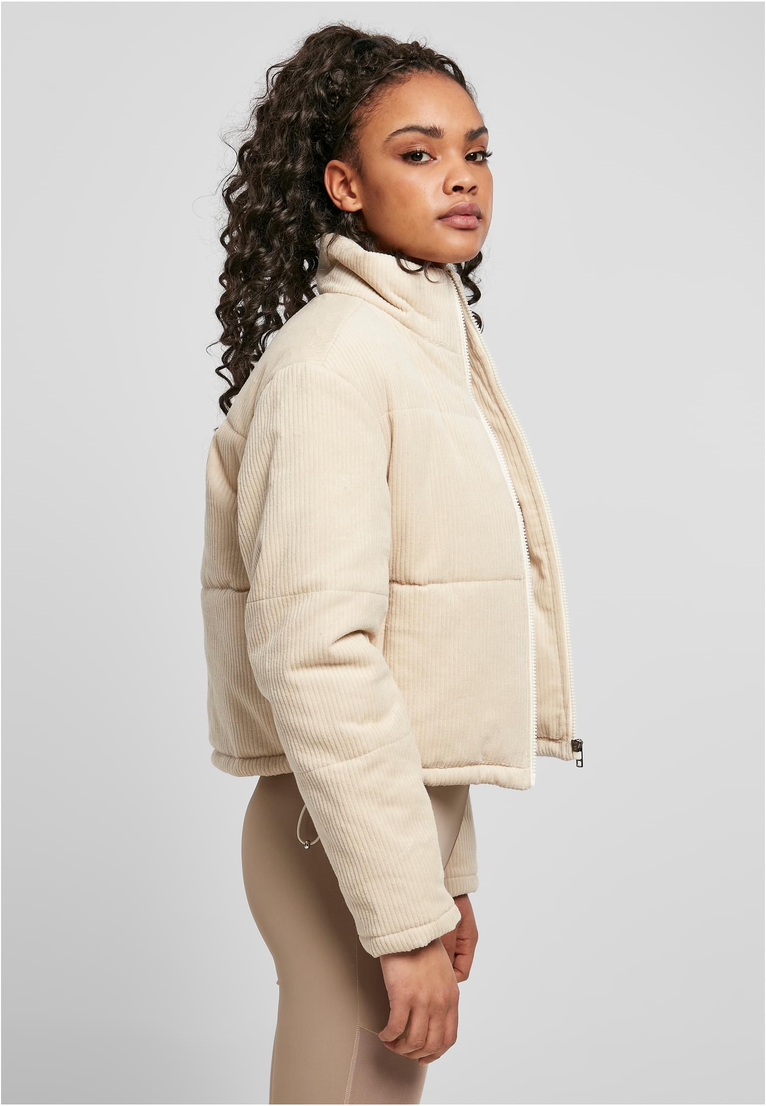 Curvy Ladies Corduroy Puffer Jacket in Farbe whitesand