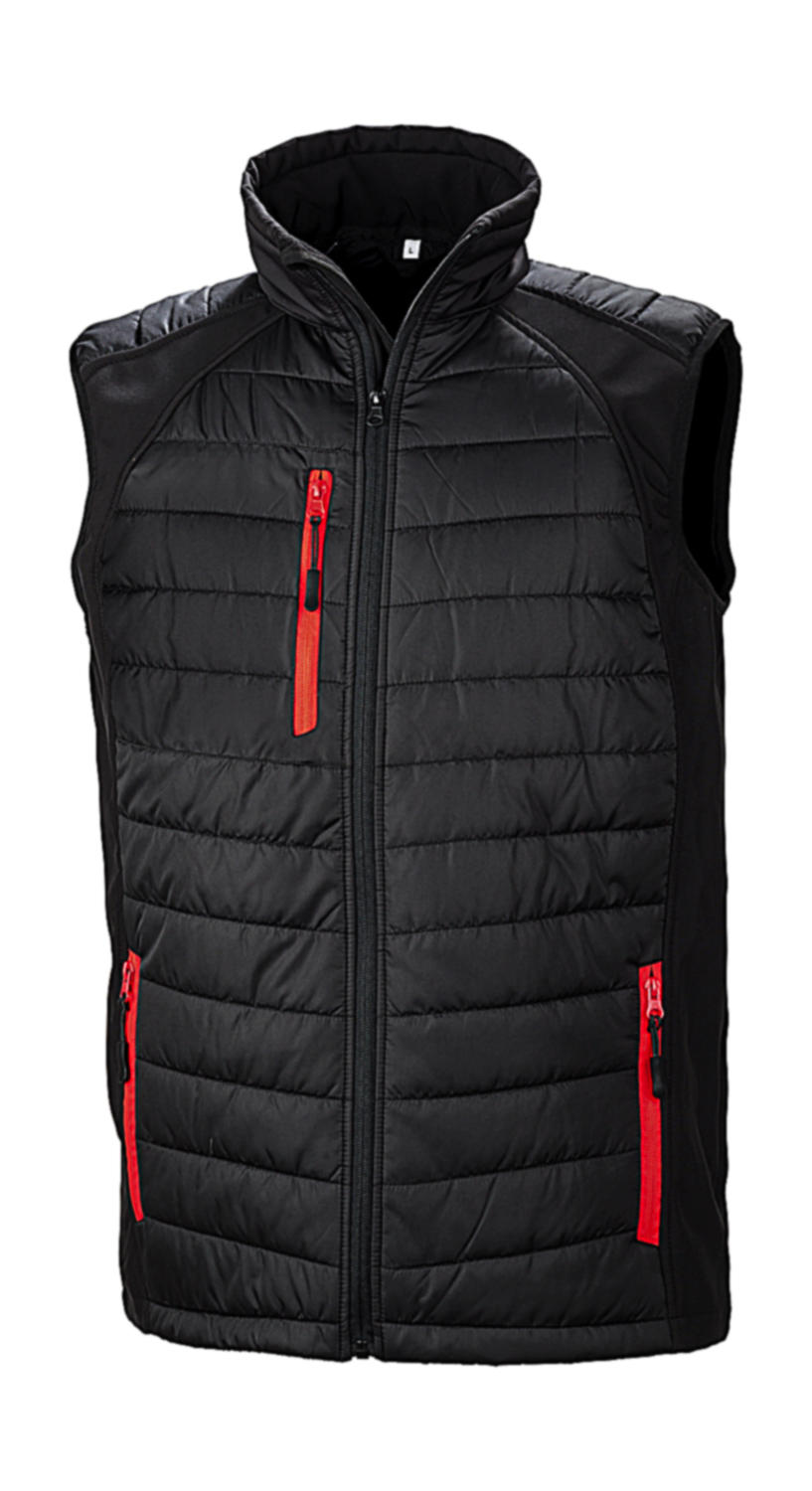  Black Compass Padded Softshell Gilet in Farbe Black/Red