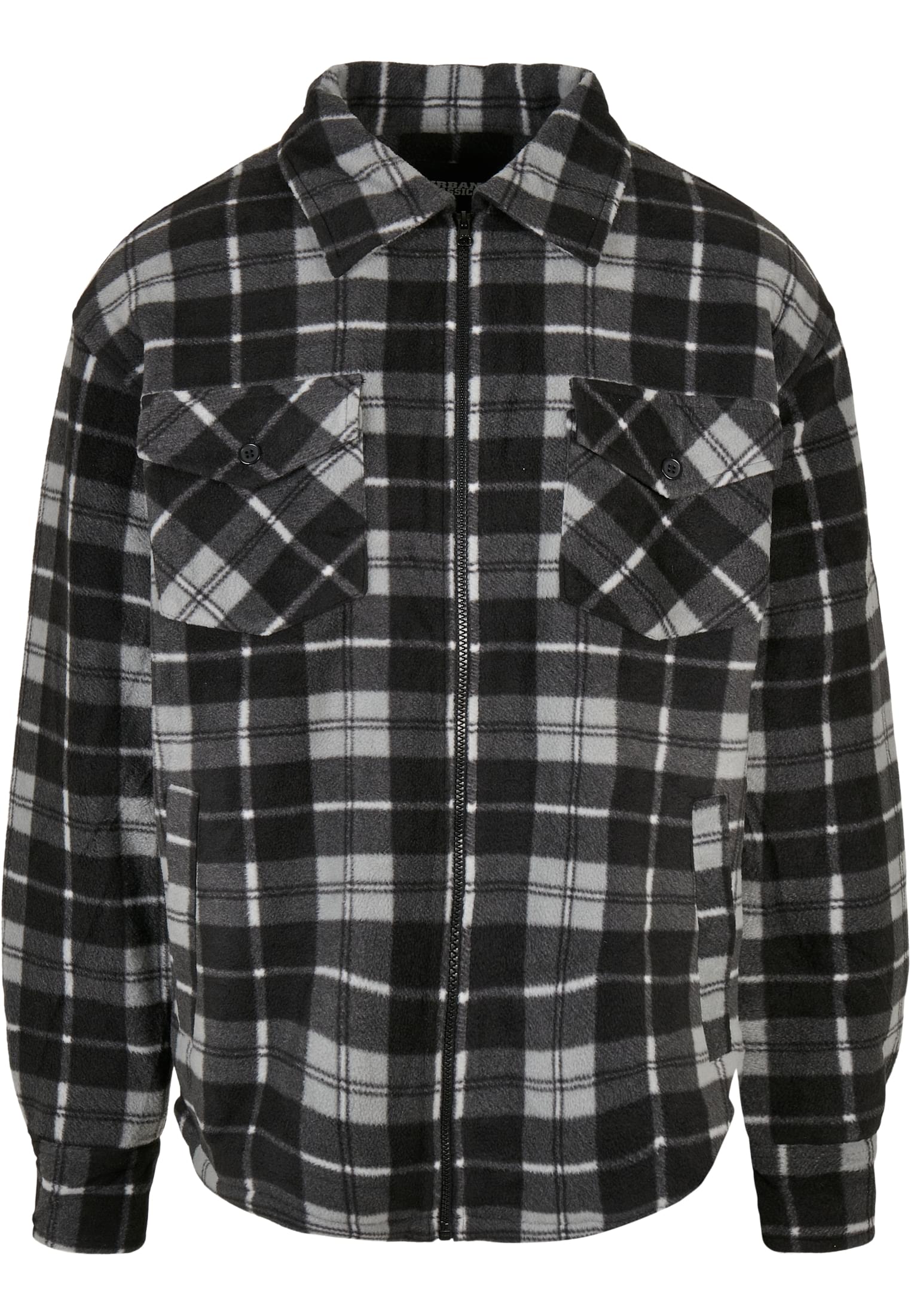 Hemden Plaid Teddy Lined Shirt Jacket in Farbe black/white